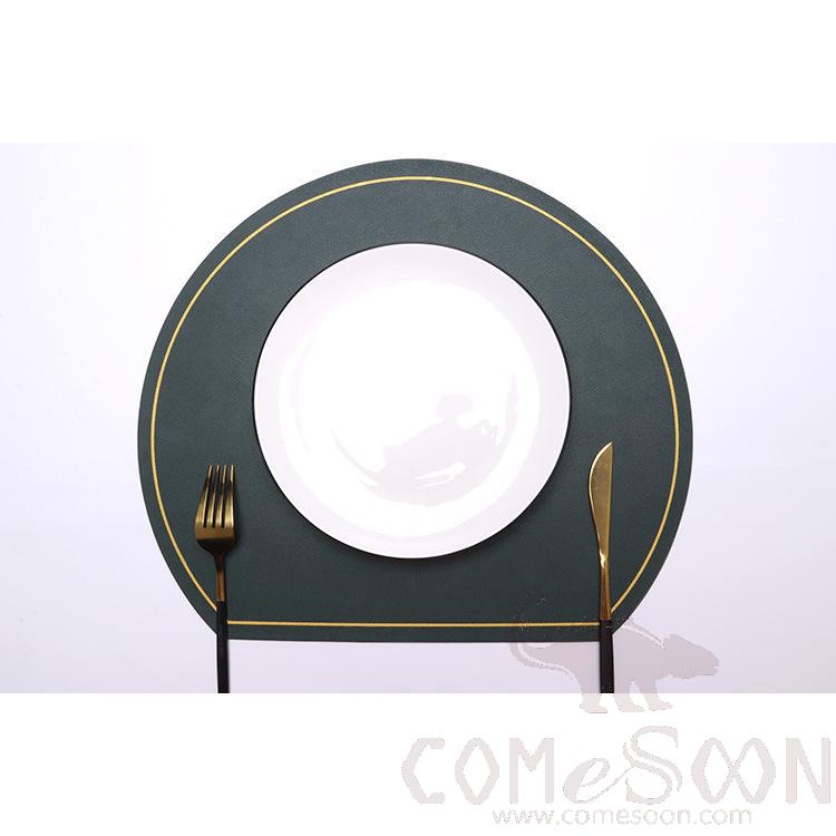 Placemat With Gold Border，PU ，L26*W33 CM