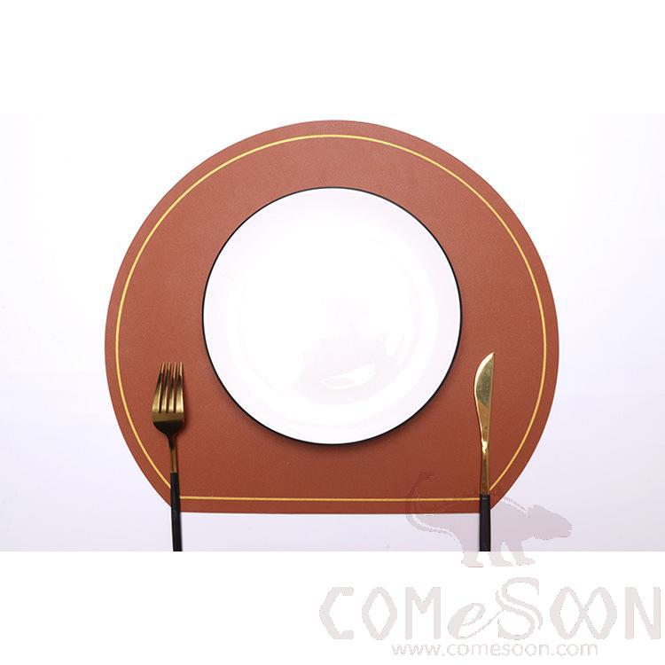 Placemat With Gold Border，PU ，L26*W33 CM