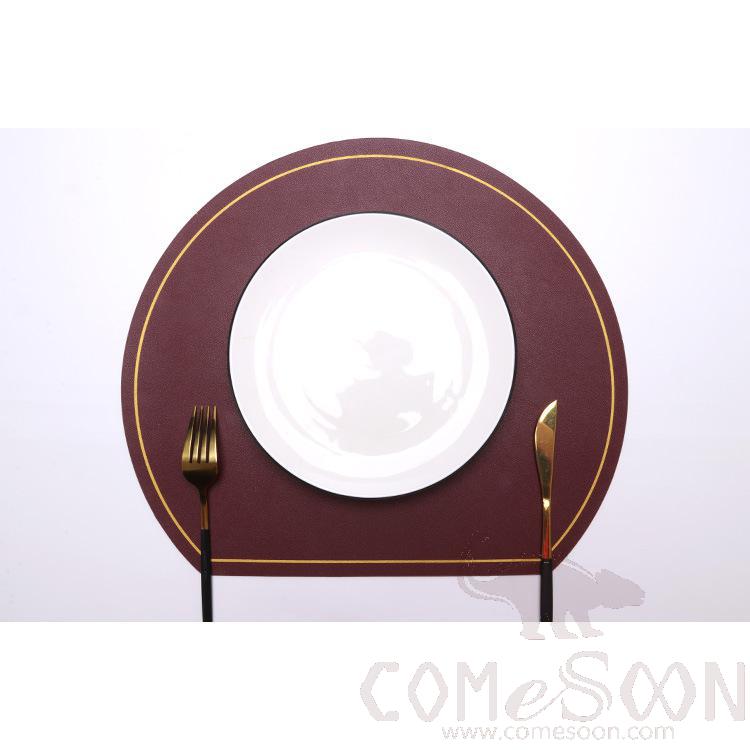 Placemat With Gold Border，PU ，L26*W33 CM