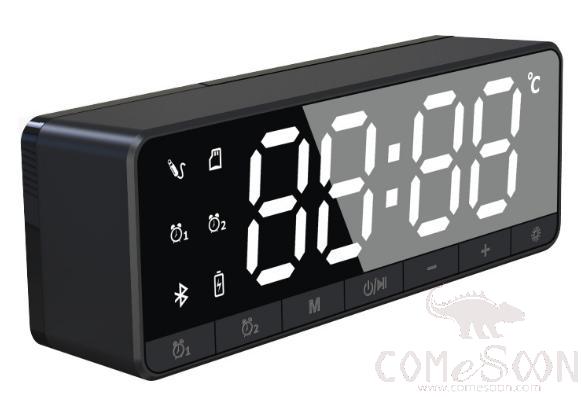 Bluetooth alarm speaker - two batteries - Black - Upgrade style - 5W
