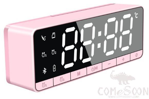 Bluetooth alarm speaker - two batteries - Pink - Upgrade style - 5W