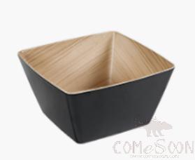 Wooden grain square melamine bowl 19CM