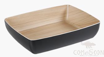 Wooden grain square melamine bowl 13&quot;