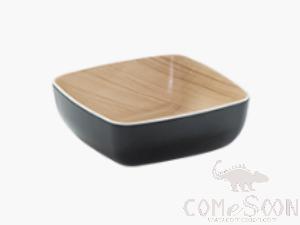 Wooden grain square melamine bowl  6.6&quot;