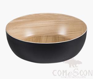 Wooden grain melamine round bowl  10.5&quot;