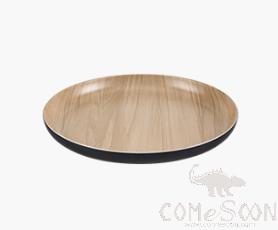 Wooden grain melamine round plate 22.6CM