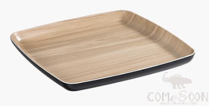Wooden grain melamine square plate 26.7CM