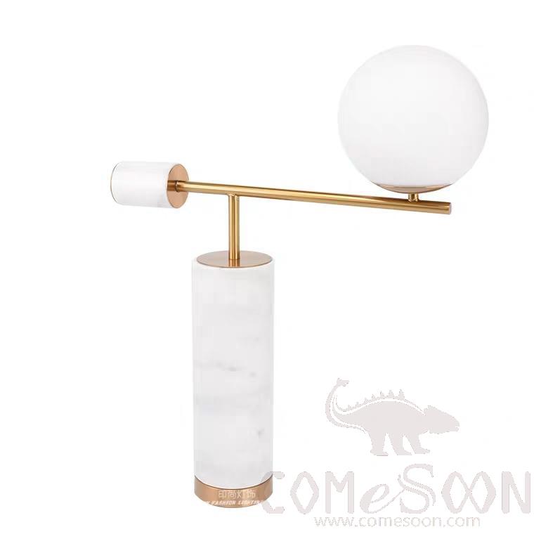 Marble Table Lamp-Marble + Metal + Fabric，5W,warm，420*180*620mm