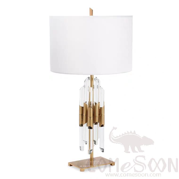 Table Lamp-Metal+KrystalGlass+Fabric，5W,warm，380*380*750mm