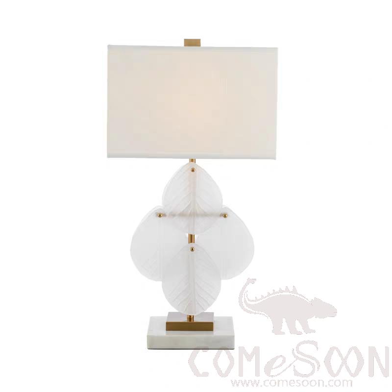 Table Lamp-Metal+Marble+Glass+Fabric，5W,warm，400*200*730mm