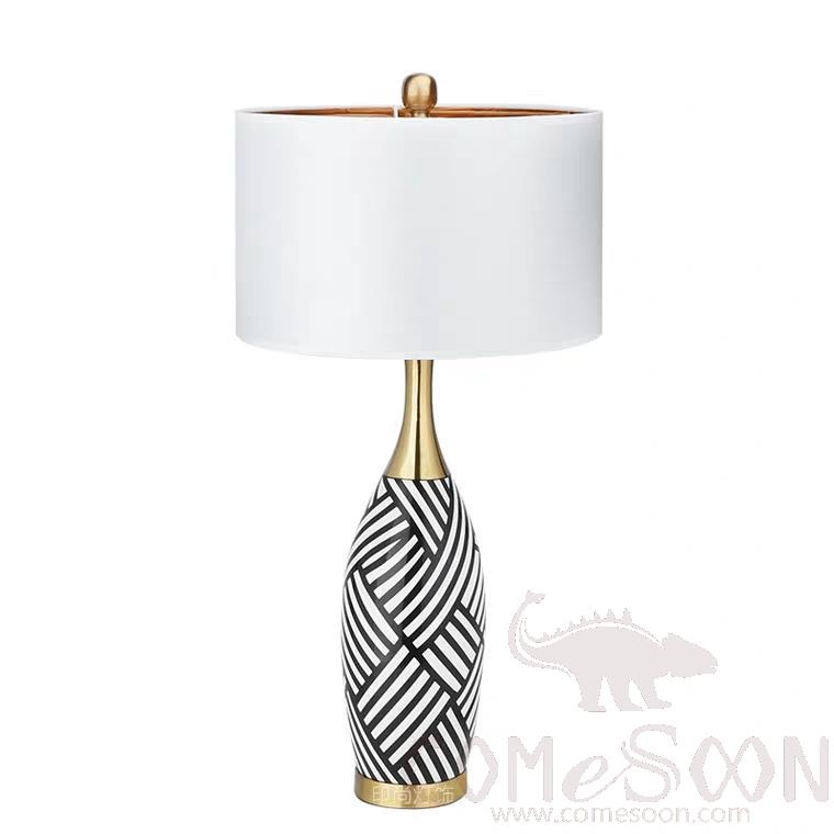 Marble Table Lamp-Ceramic + Metal + Fabric，5W,warm，350*350*710mm