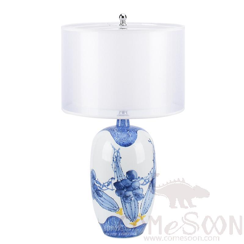 Marble Table Lamp-Ceramic + Metal + Fabric，5W,warm，380*380*670mm