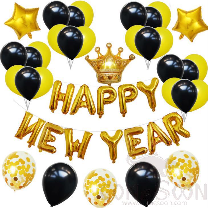 Golden  NY Balloon set