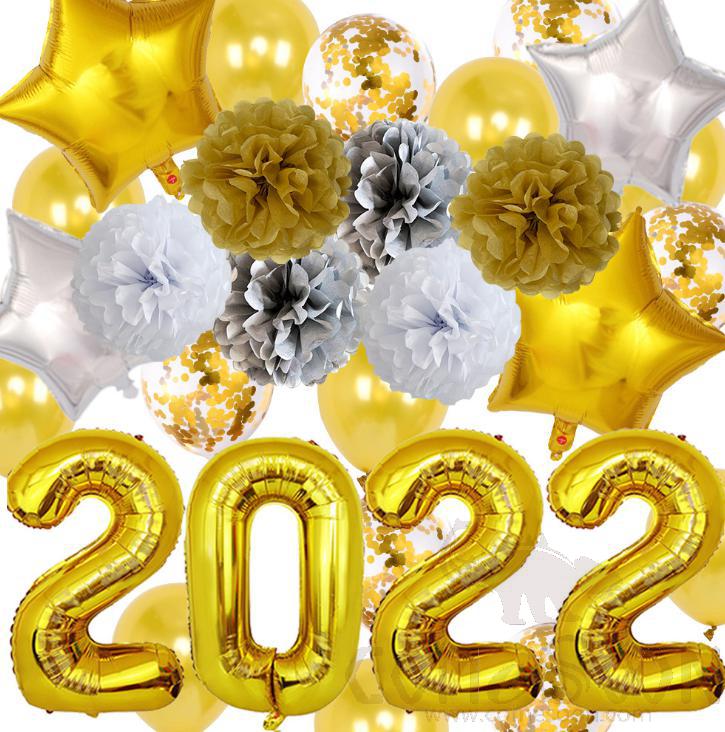 Golden  NY Balloon set