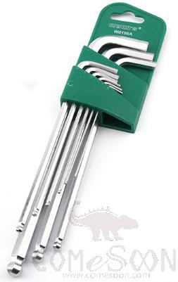 Extra Long Arm  Ball Head End Hex Key Set Allen Wrench Metric 9Pcs，Cr-V Chrome Vanadium Steel