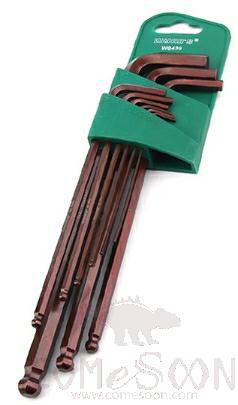 Lengthened Ball Head End Hex Key Set Allen Wrench Metric 9Pcs，S2 Steel