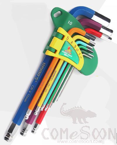 Clored Ball Head End Hex Key Set Allen Wrench Metric 9Pcs，Cr-V Chrome Vanadium Steel