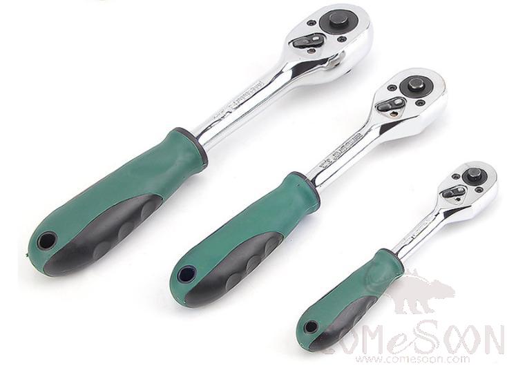 Quick Release Reversible Socket Ratchet Wrench 1/4&quot;，Chrome Vanadium Steel + Pp &amp; Tpr Plastic Handle