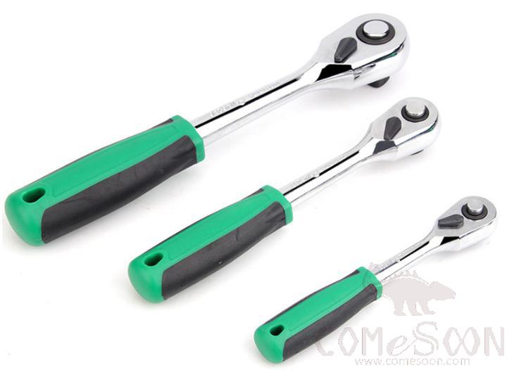 Quick Release Reversible Socket Ratchet Wrench 3/8&quot;，Chrome Vanadium Steel + Pp &amp; Tpr Plastic Handle