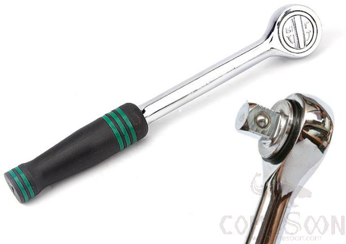 Quick Release Reversible Socket Ratchet Wrench 1/2&quot;，Chrome Vanadium Steel + Pp &amp; Tpr Plastic Handle