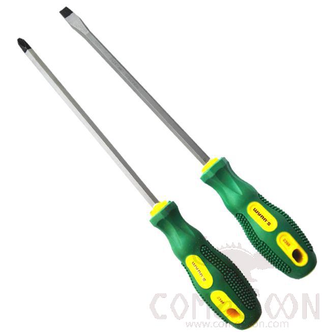 Flat Screwdriver 5X200Mm，Chrome Vanadium Alloy  + Tpr Plastic Handle