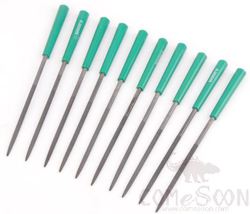 4*160Mm Pointed Round File 10-Piece Set，High Carbon Steel + Plastic Handle