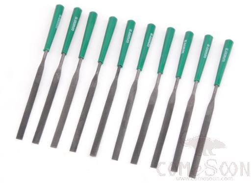 3*140Mm Flat File 10-Piece Set，High Carbon Steel + Plastic Handle