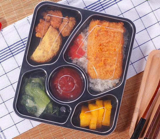 Disposable Lunch Box 5 grid 150SET，L225*W195*H35mm