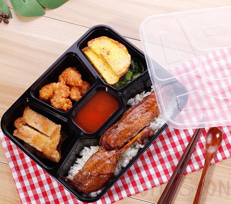 Disposable Lunch Box 5 grid 150SET，L215*W185*H35mm
