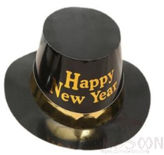 New Year Hat-Black with gold
