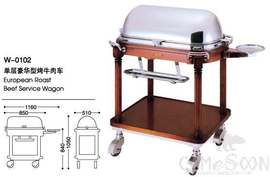 Ruropean Roast Beef Service Wagon Cart SS304