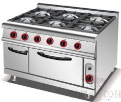 Gas 6-Burner Range With Gas Oven, Dimension:1200*900*920mm, Supply:7.8 X 6+5.8KW