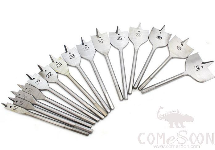 Flat Drill Bit Set, 8pc  12,16,18,20,22,25,28,32 mm - hard pro set case