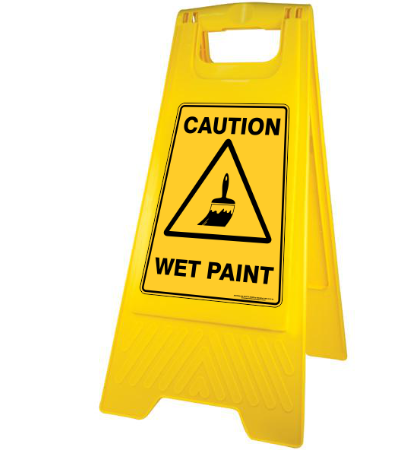 Stand signage 24&quot; caution wet paint