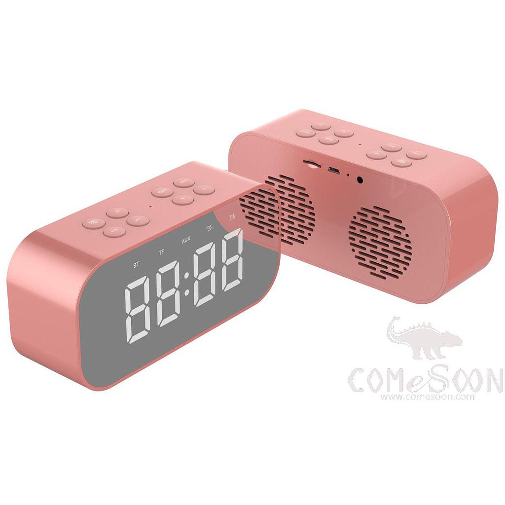 Bluetooth clock speaker - built in lithium battery,Pink,5W
