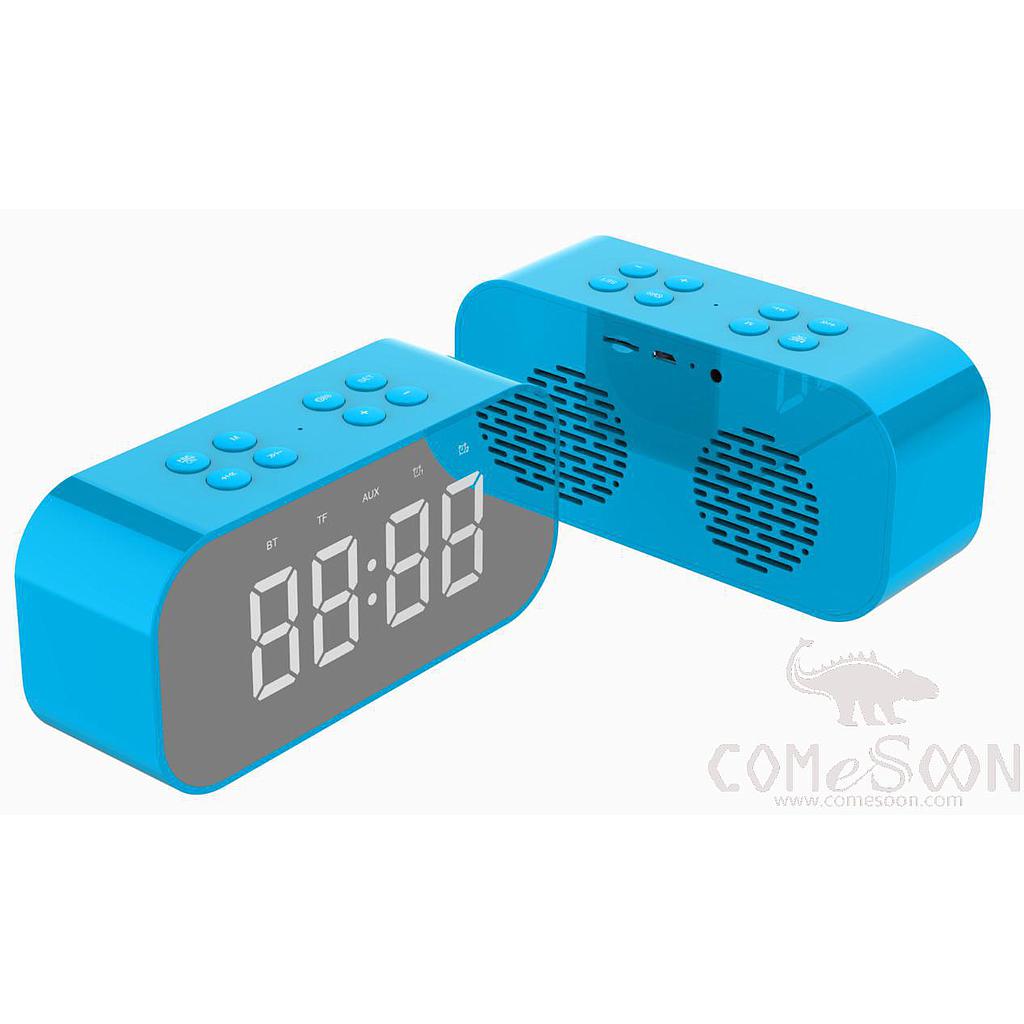 Bluetooth clock speaker - built in lithium battery,Blue,5W