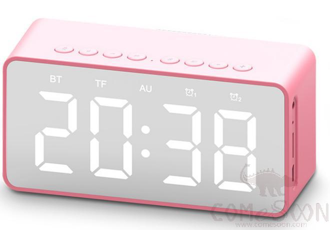 Bluetooth clock speaker - built in lithium battery,Pink,5W