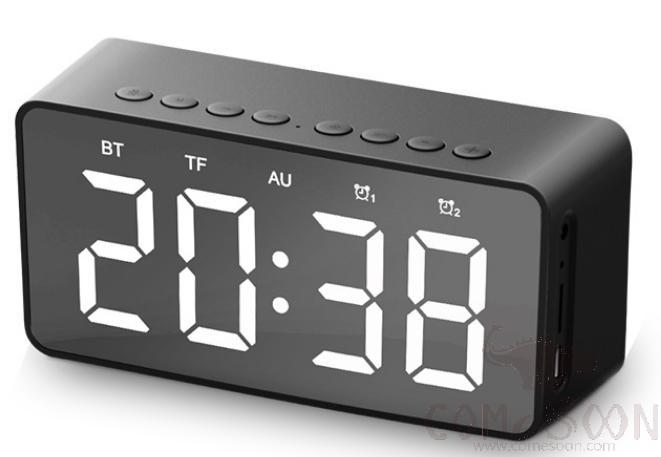 Bluetooth clock speaker - built in lithium battery,Black,5W