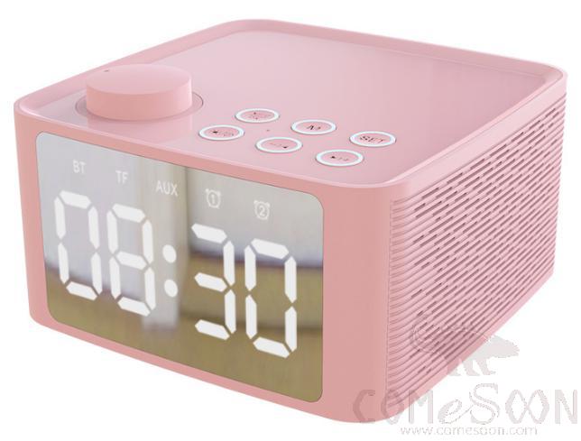 Bluetooth alarm speaker - built in lithium battery,Pink,10W