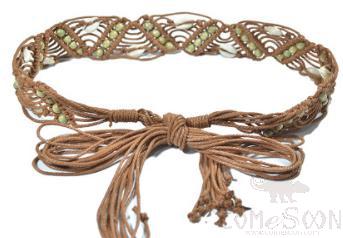 Belt-oil wax rope + wooden bead + shell