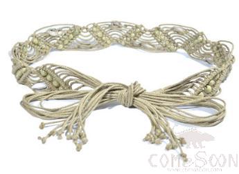 Belt-oil wax rope + wooden bead + shell