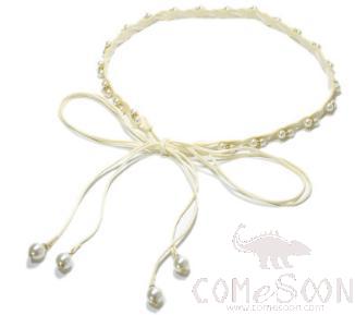 Belt-suede+ imitation leather+pearl