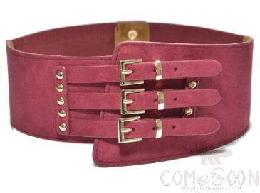 Belt-suede+imitation leather+metal