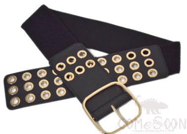 Belt-metal+imitation leather+elastic band