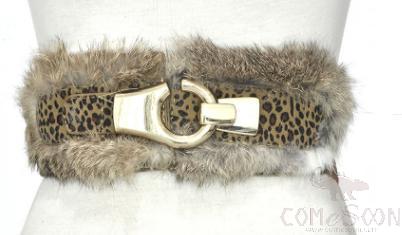Belt-imitation leather, rabbit hair