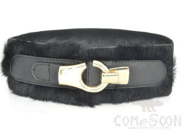 Belt-imitation leather, rabbit hair