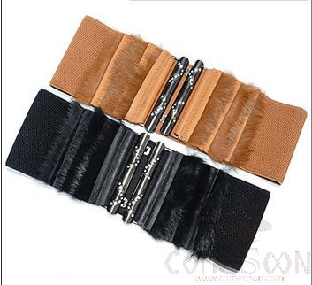Belt-elastic cloth, metal buckle, rabbit hair