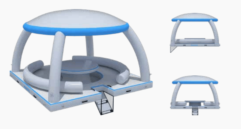 Inflatable multi-person floating platform at sea-340 x 340 x 227cm