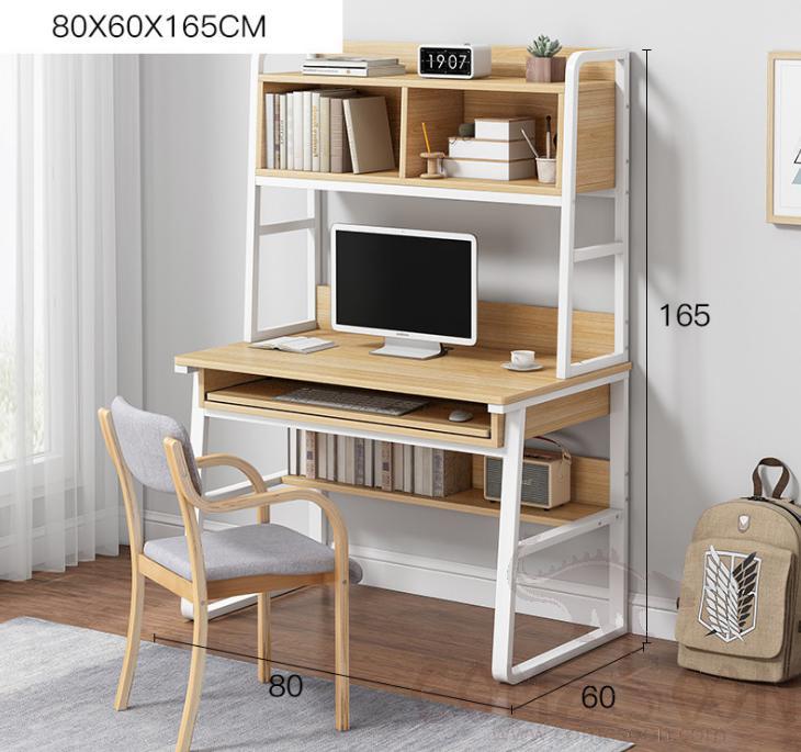 Desk and chair with bookshelf-80*60*165cm+53*45*79cm