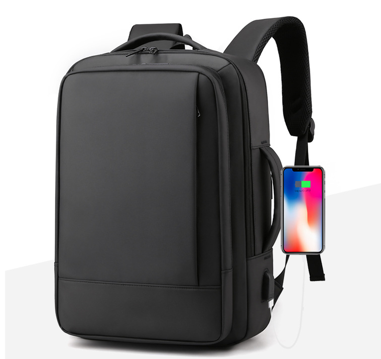 Waterproof Backpack-Black print logo